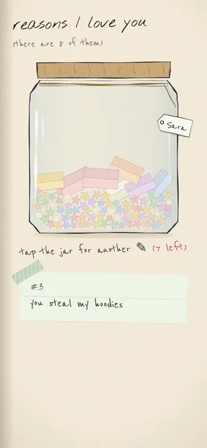Reasons jar: a glass jar of folded paper notes