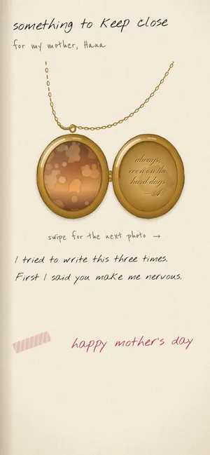 Locket: a gold locket that opens to your photo
