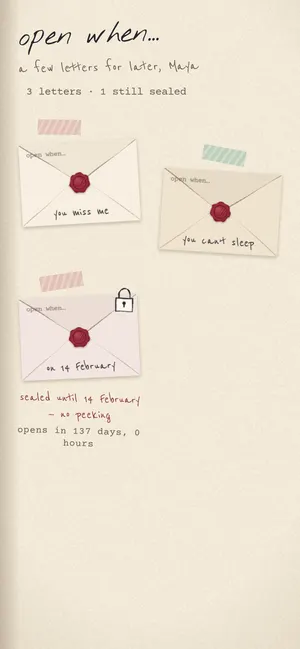 Open when: a pile of sealed letters for later