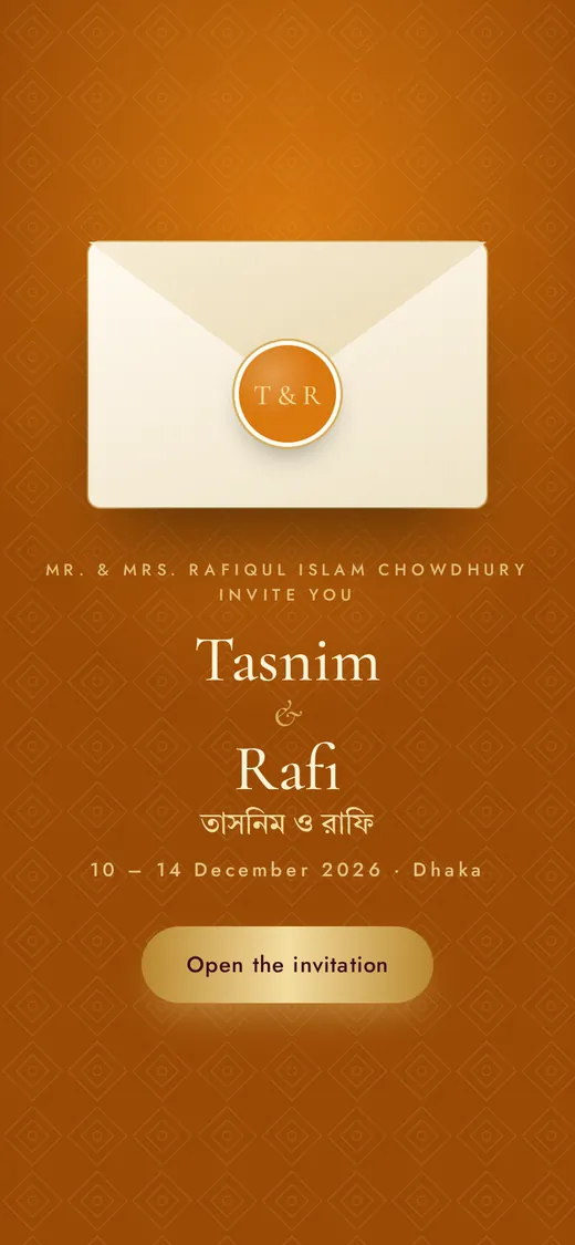 An envelope to open — Tasnim & Rafi’s wedding on a phone